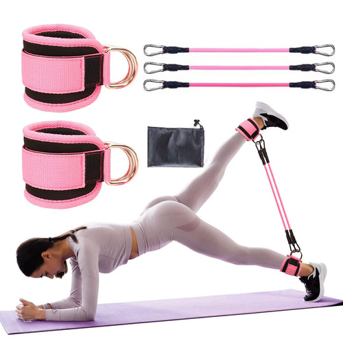 6Pcs Buttocks with Gantry, Hip Lift, Ankle Resistance, Elastic Trainer, Ankle Ring, Hip Leg Tension Rope, Shaping and Slimming