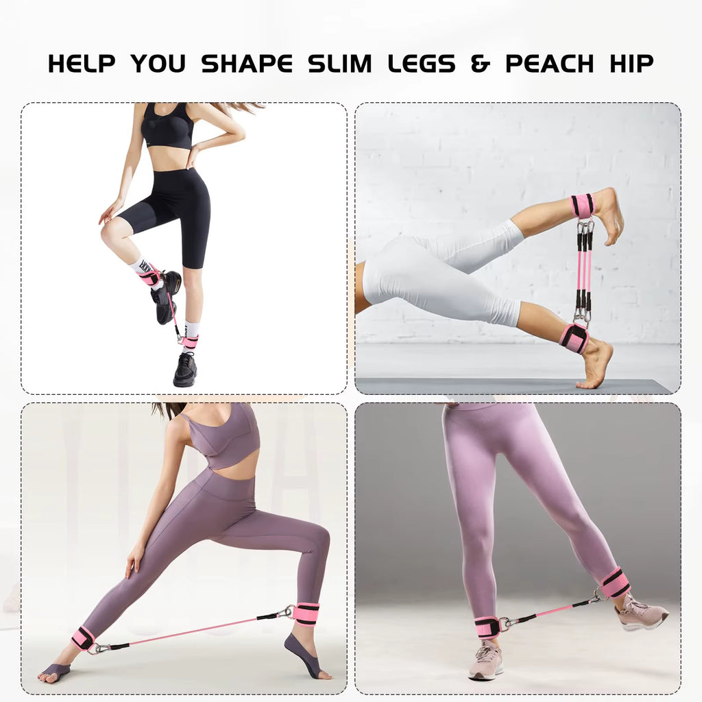 6Pcs Buttocks with Gantry, Hip Lift, Ankle Resistance, Elastic Trainer, Ankle Ring, Hip Leg Tension Rope, Shaping and Slimming