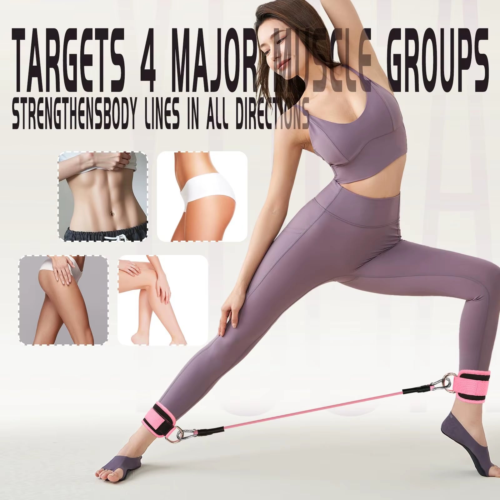 6Pcs Buttocks with Gantry, Hip Lift, Ankle Resistance, Elastic Trainer, Ankle Ring, Hip Leg Tension Rope, Shaping and Slimming